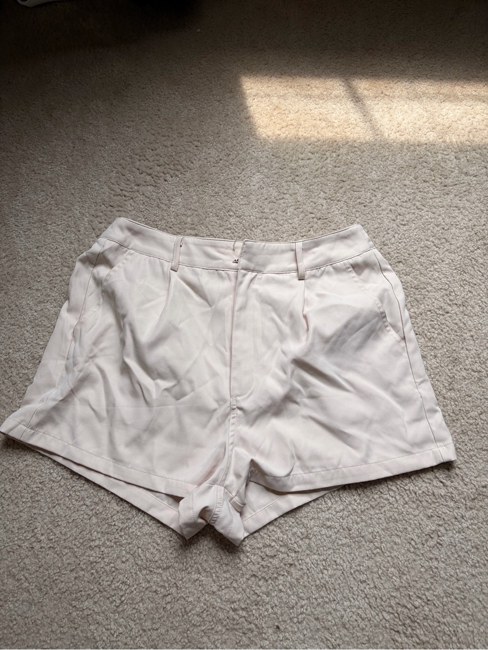 High-Waist Cream Tailored Women's Shorts